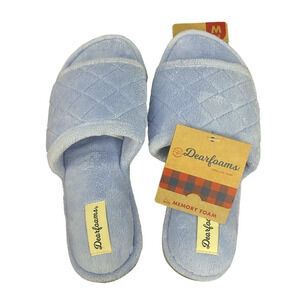 New Dearfoams Blue Memory Foam Slippers Medium